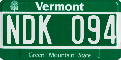VT license plate NDK094