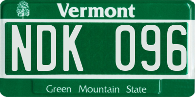 VT license plate NDK096