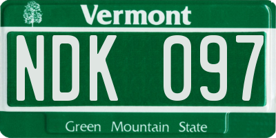 VT license plate NDK097