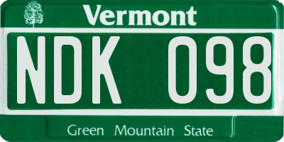 VT license plate NDK098