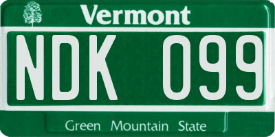 VT license plate NDK099