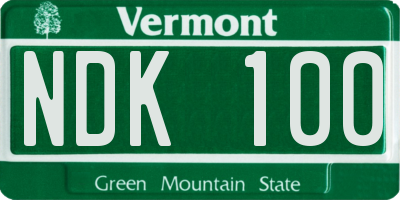 VT license plate NDK100