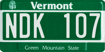 VT license plate NDK107