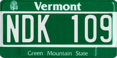 VT license plate NDK109