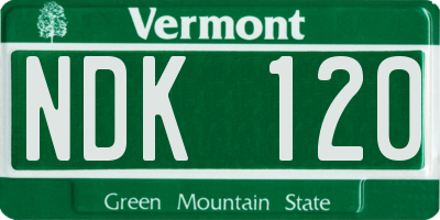 VT license plate NDK120