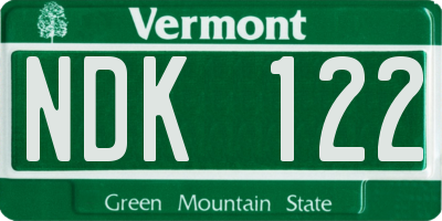 VT license plate NDK122