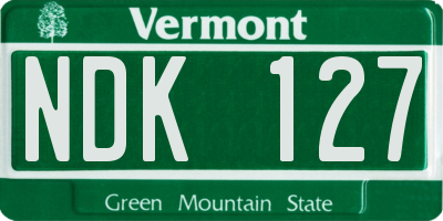 VT license plate NDK127