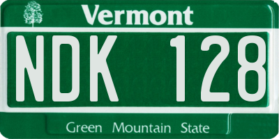 VT license plate NDK128