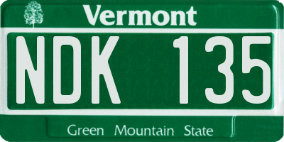 VT license plate NDK135