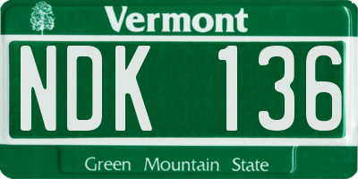 VT license plate NDK136