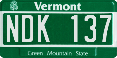 VT license plate NDK137