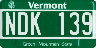 VT license plate NDK139