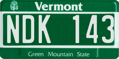 VT license plate NDK143