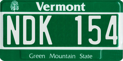 VT license plate NDK154