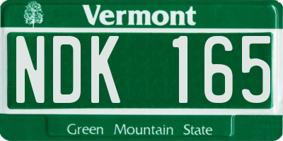 VT license plate NDK165