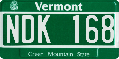 VT license plate NDK168