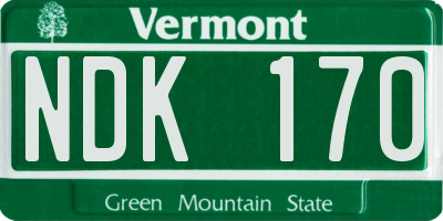 VT license plate NDK170