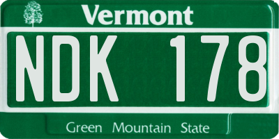 VT license plate NDK178