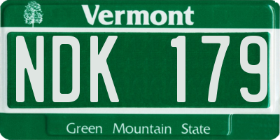 VT license plate NDK179
