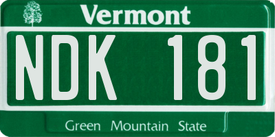 VT license plate NDK181