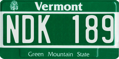 VT license plate NDK189