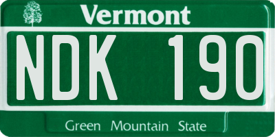 VT license plate NDK190