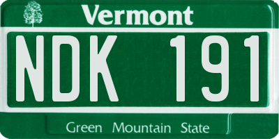 VT license plate NDK191