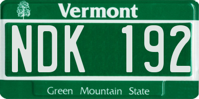 VT license plate NDK192