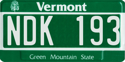 VT license plate NDK193