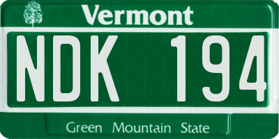 VT license plate NDK194