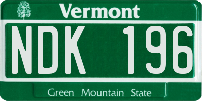 VT license plate NDK196