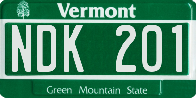 VT license plate NDK201