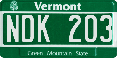 VT license plate NDK203