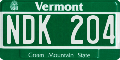 VT license plate NDK204