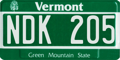 VT license plate NDK205