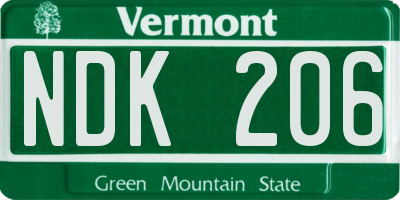 VT license plate NDK206