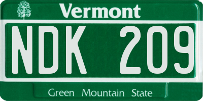VT license plate NDK209