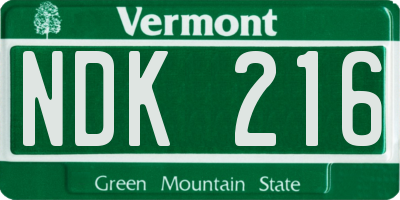 VT license plate NDK216