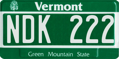 VT license plate NDK222