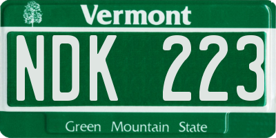 VT license plate NDK223