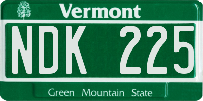 VT license plate NDK225