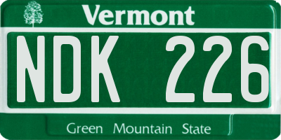 VT license plate NDK226