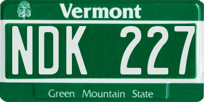 VT license plate NDK227
