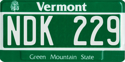 VT license plate NDK229