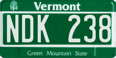 VT license plate NDK238