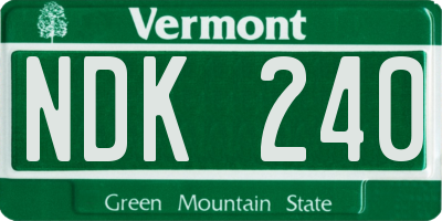VT license plate NDK240