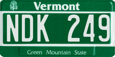 VT license plate NDK249