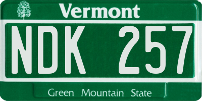 VT license plate NDK257