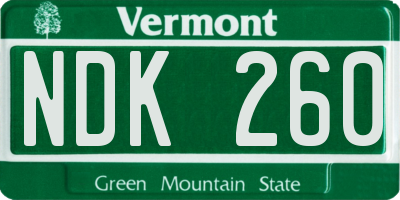 VT license plate NDK260