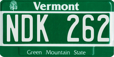 VT license plate NDK262